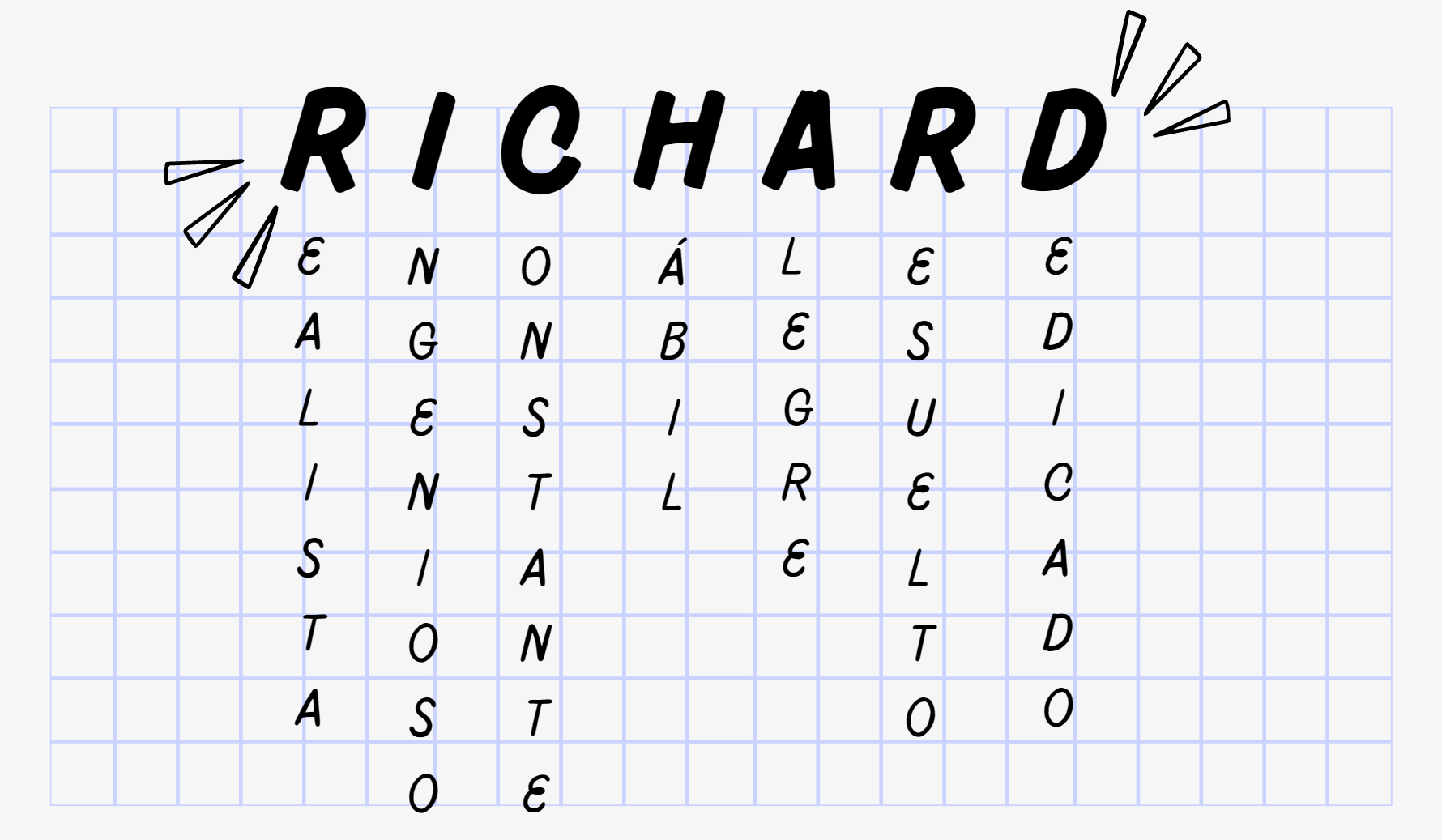 Acrónimo de Richard: R - realista, I - rónico, C - onstante, H - ábil, A - legre, R - eservado, D - irecto